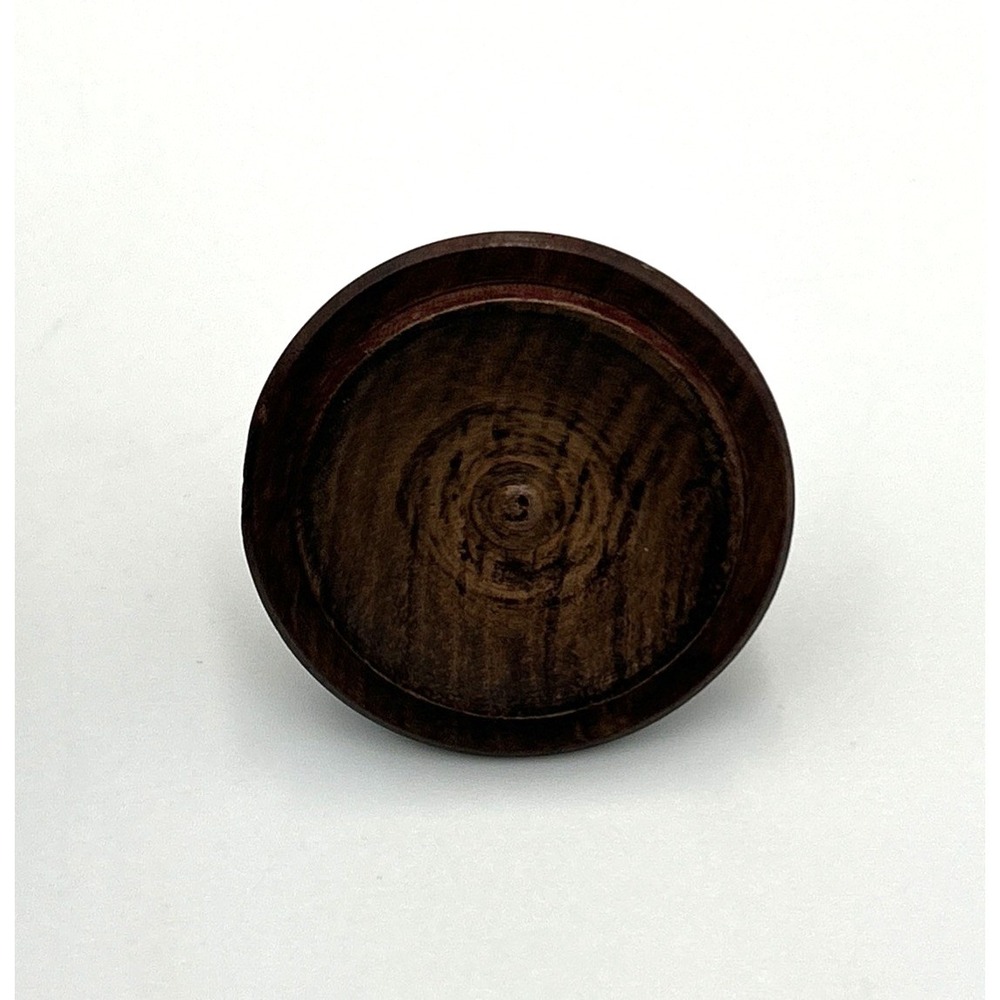 Vtg Hand Carved Wood Bowl Dish w/ Lid African Scene Trinket Dish Storage 3.5" D - Picture 6 of 6